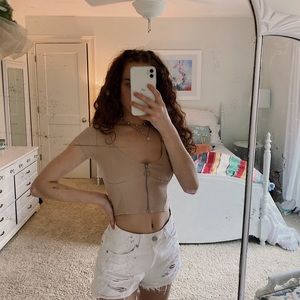 Brand New Cream Ribbed Knit Crop Top